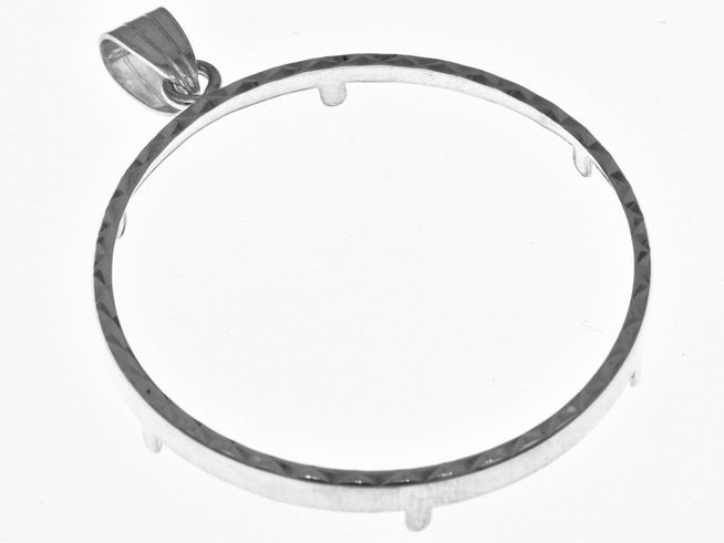 Münzfassung Anhänger aus 925 Sterling Silber mit diamantierter Oberfläche, geeignet für Münzen mit einem Durchmesser von bis zu 38 mm, Hersteller Juwelier Harnisch.