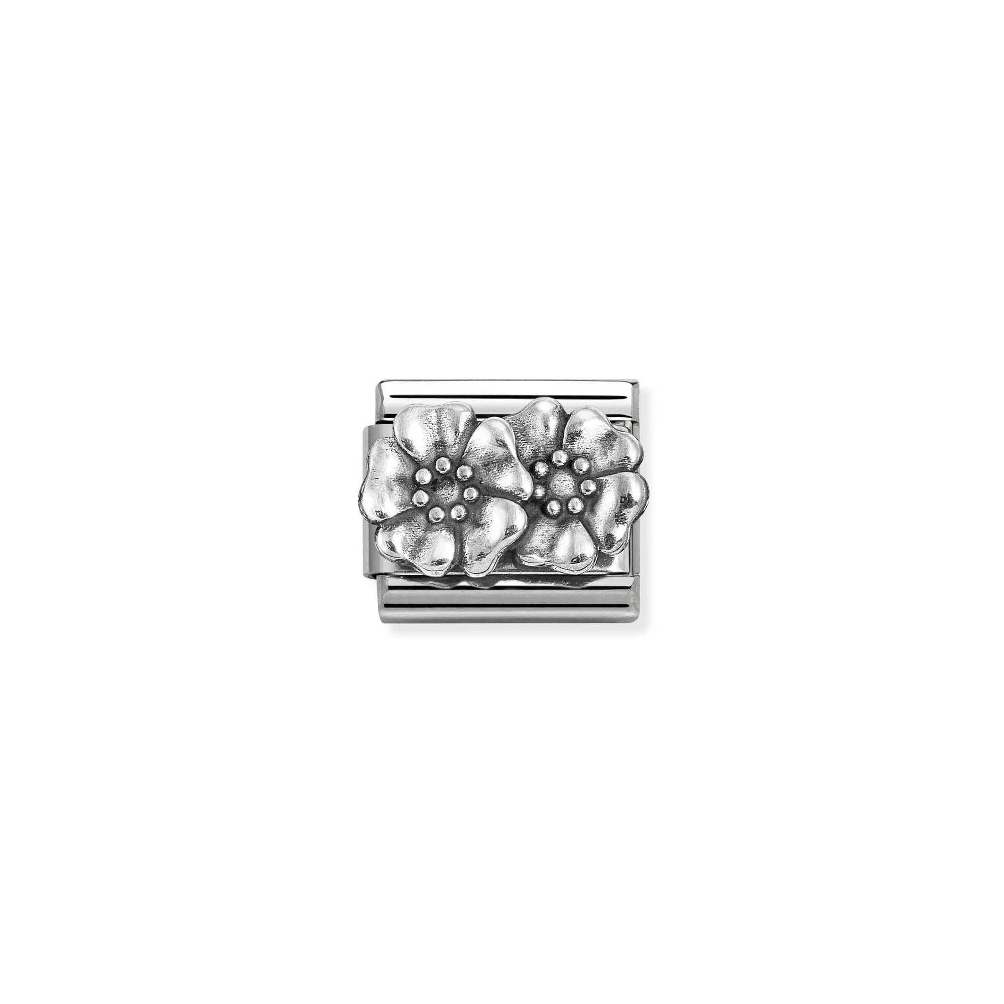 Nomination Composable Classic Charm Doppelblume - Edelstahl, Sterling Silber