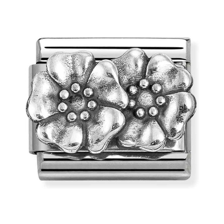 Nomination Composable Classic Charm Doppelblume - Edelstahl, Sterling Silber