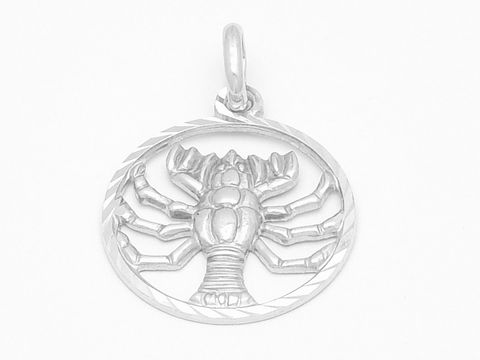 Krebs Sternzeichen Anhänger aus diamantiertem Sterling Silber mit rhodinierten Oberflächen, kunstvoll gestaltet vom Juwelier Harnisch. Ideal für jeden Krebs-Fan.