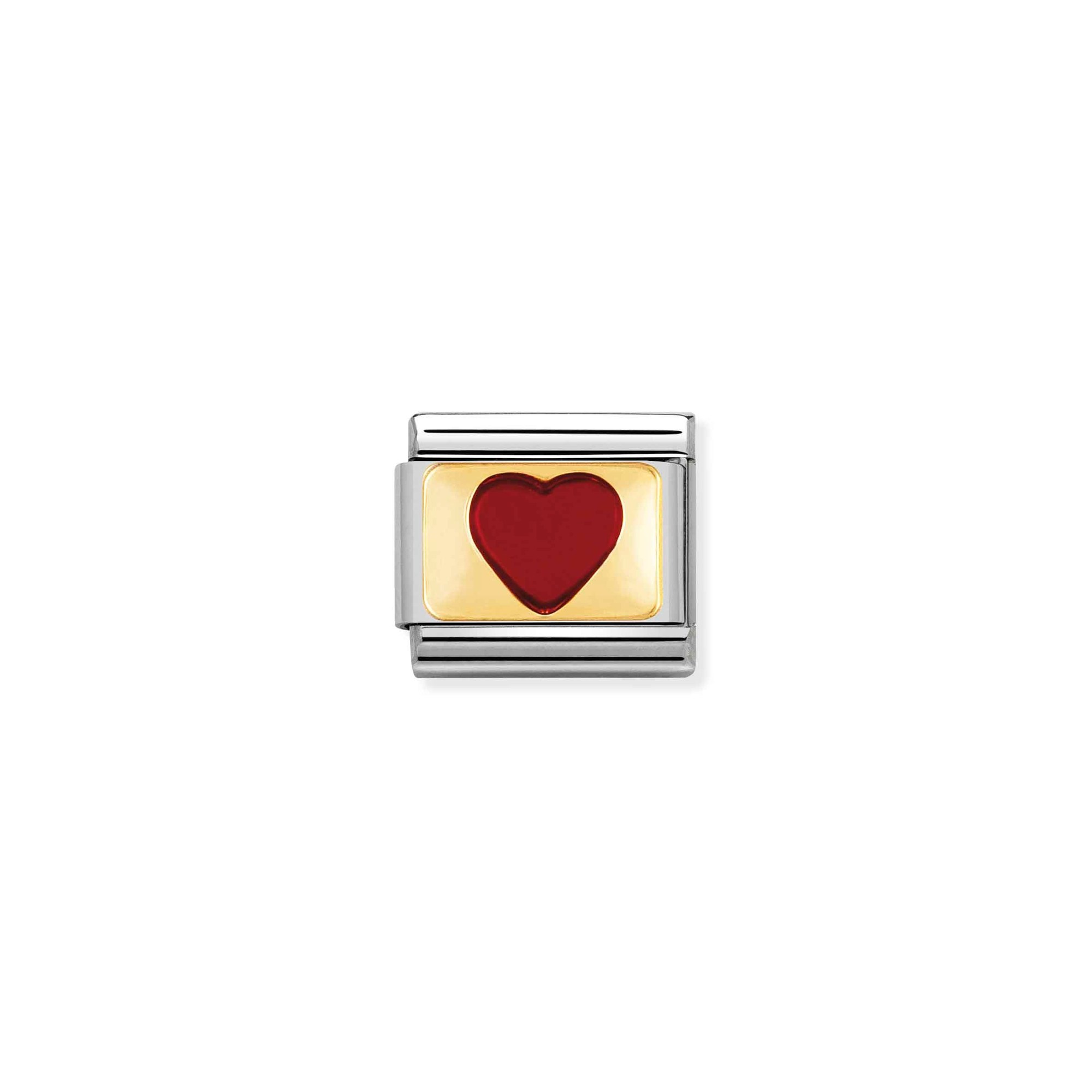 Nomination Composable Classic Charm Herz rot - Edelstahl, Gold 750 Gelbgold