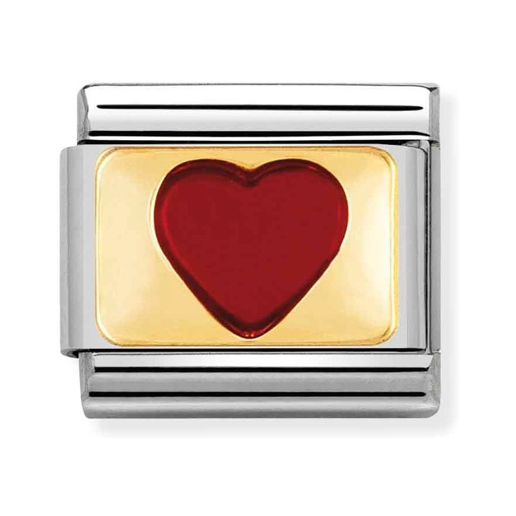 Nomination Composable Classic Charm Herz rot - Edelstahl, Gold 750 Gelbgold