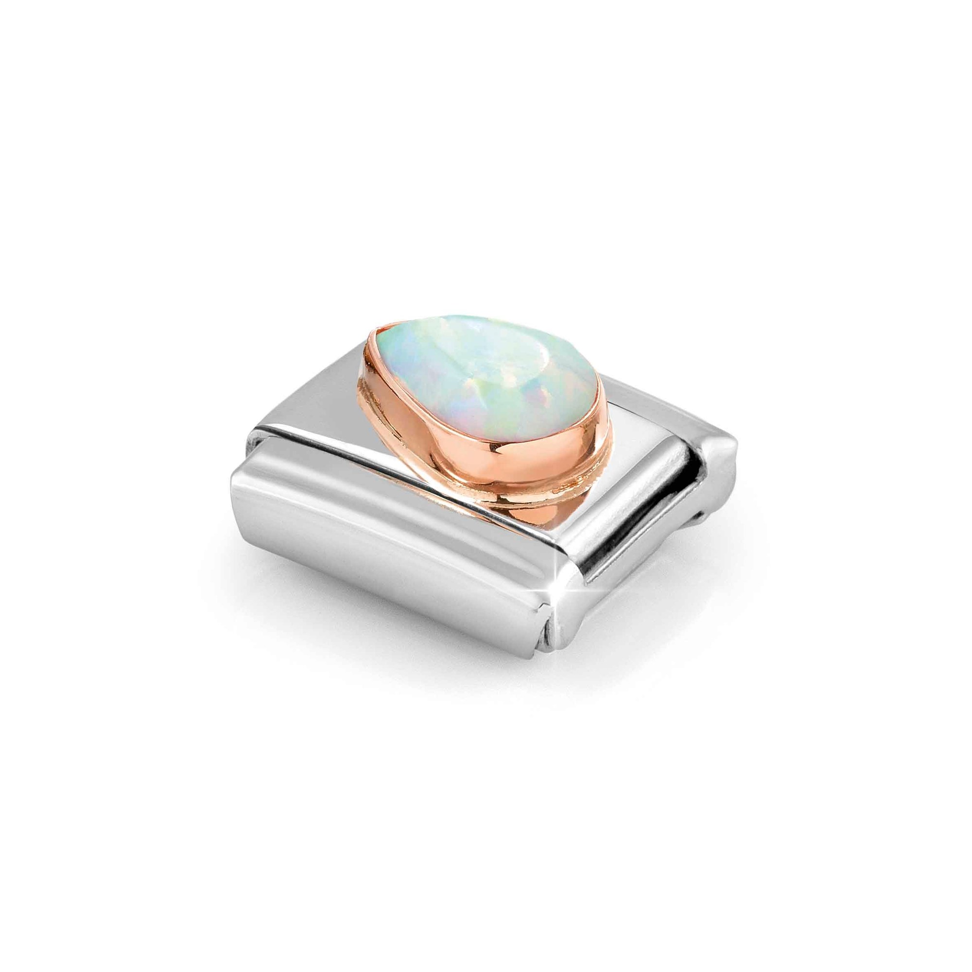 Nomination CLASSIC Element - facettiertem Edelstein - Tropfen - links in echt Roségold - Fassung verziert Opal - Weiß – Ansicht 5