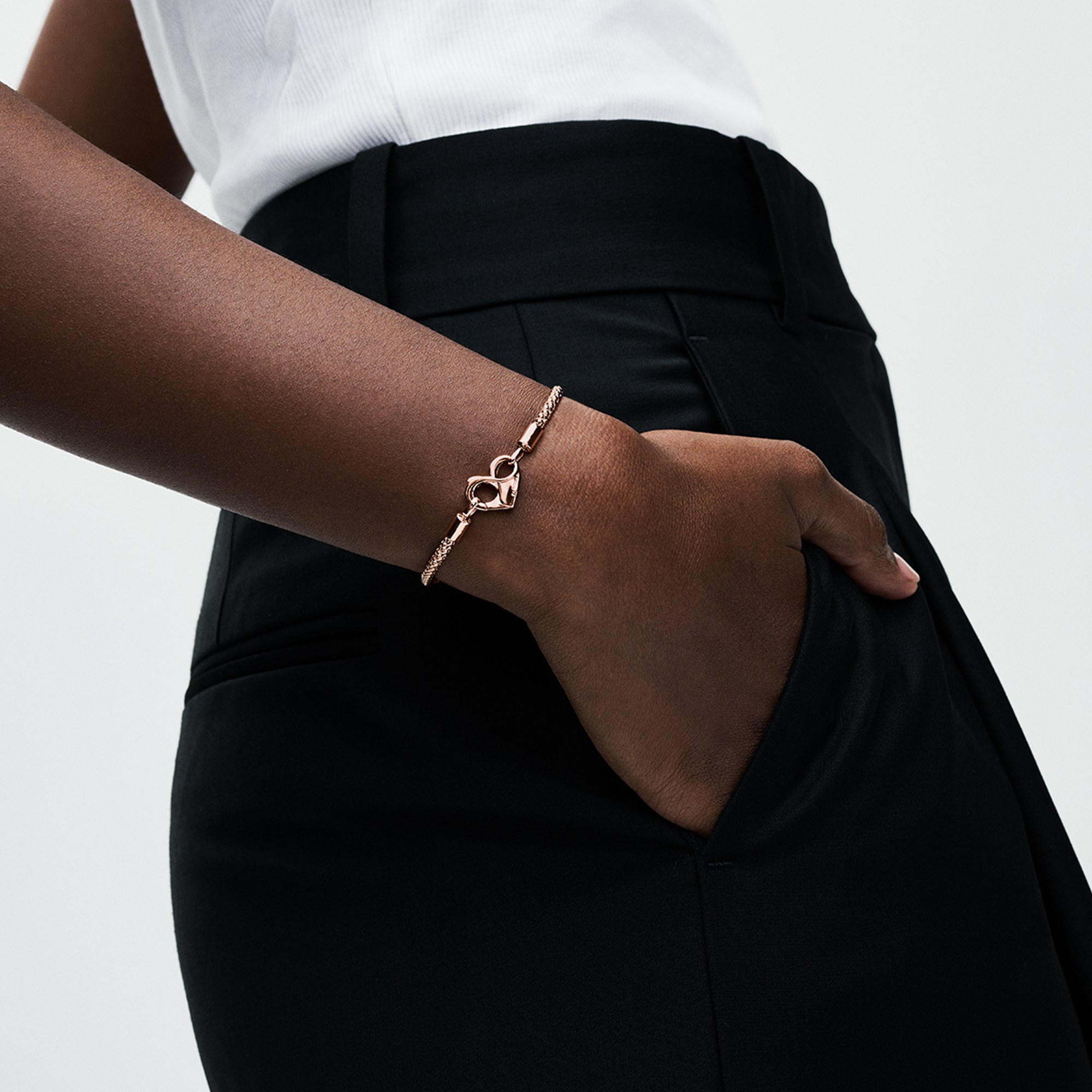 Pandora Nieten-Armband - Herzverschluss - Roségold Vergoldung – Ansicht 4