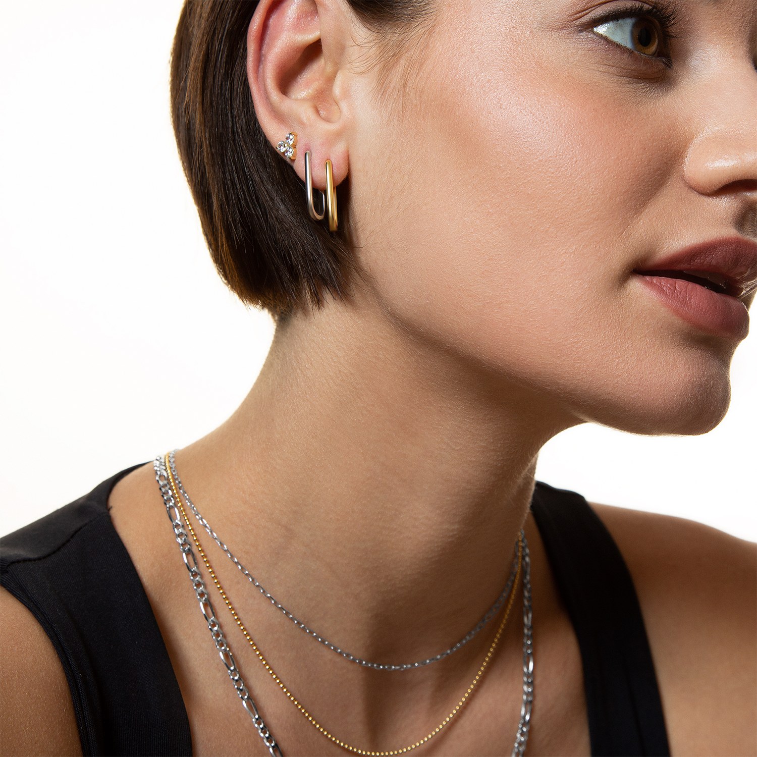 XENOX Sterling Silber Ohrringe XS7345G - KRAPPE GOLD - Gelbgold vergoldet – Ansicht 3