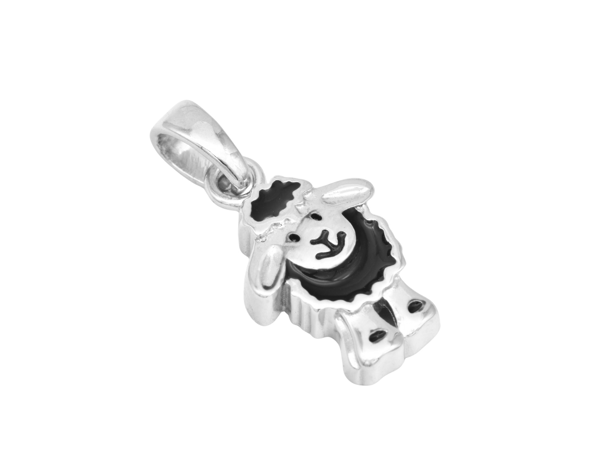 Anhänger Schwarzes Schaf Kinderschmuck - Sterling Silber rhod. - Lack Schwarz