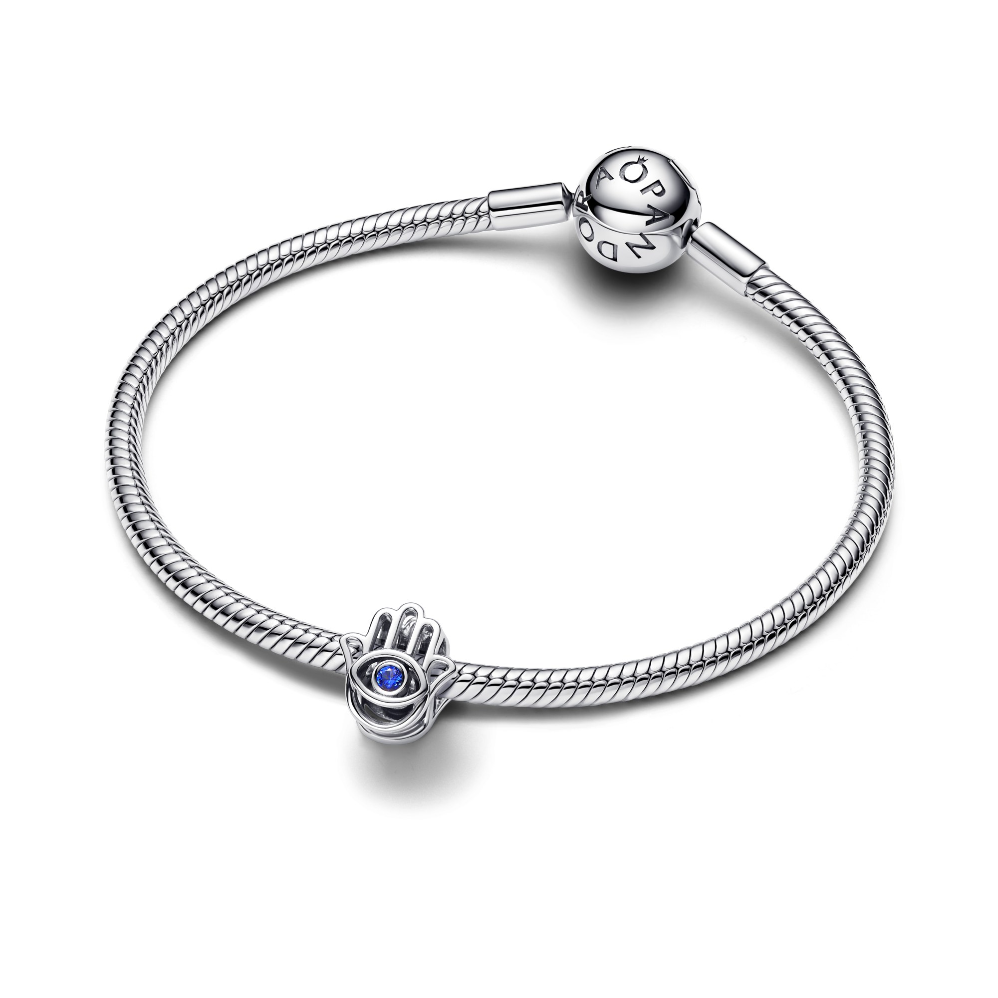 Pandora Hand der Fatima Charm - Sterling Silber - Kristall Blau – Ansicht 2