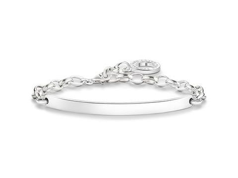Charm Armband von Thomas Sabo X0211-001-12-L18v aus Silber mit gravierbarem Love Bridge Element, verstellbare Länge von 15 bis 18 cm, elegant und zeitlos.