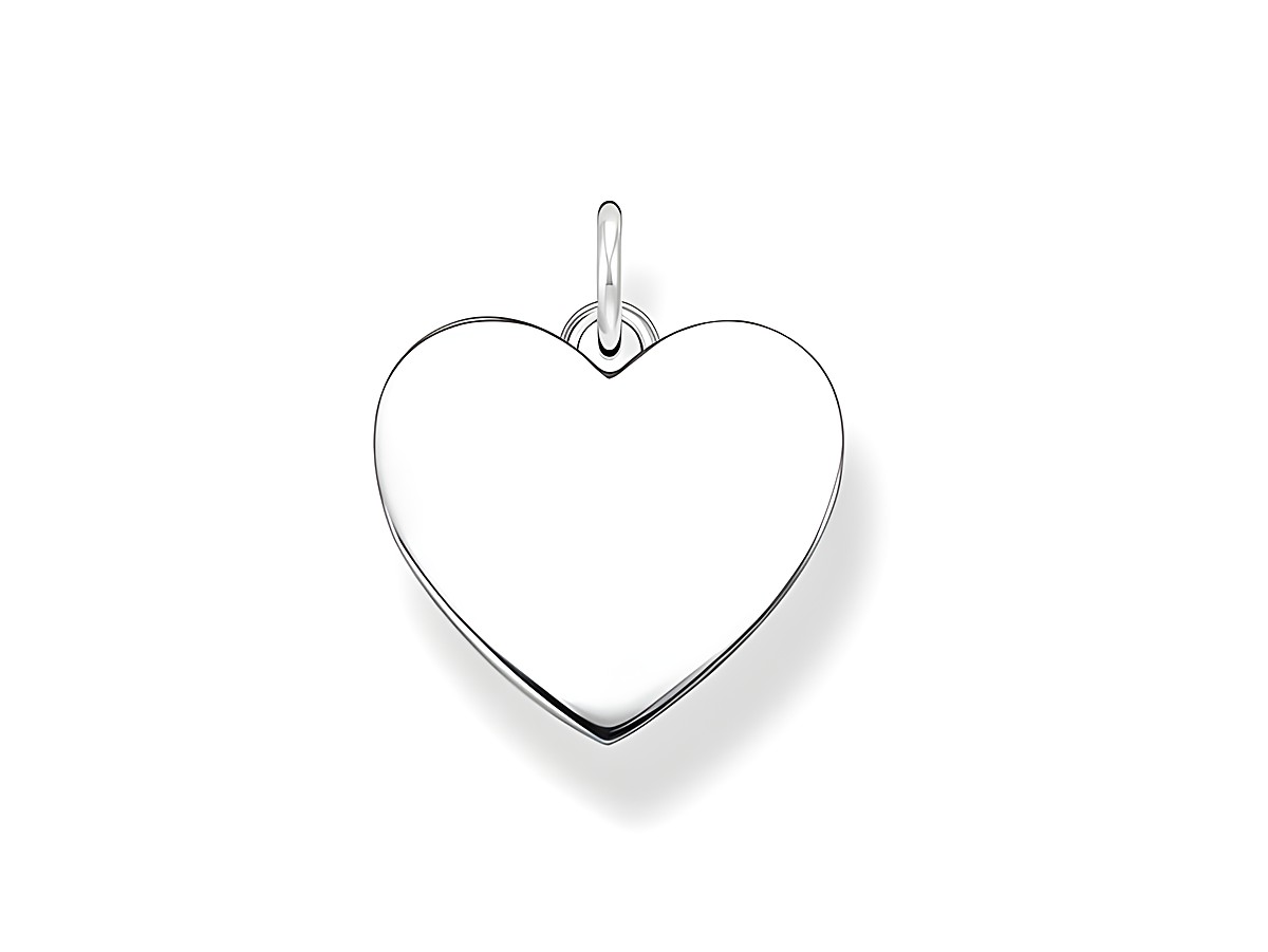 Thomas Sabo Gravur Anhänger Herz PE926-001-21 aus Silber, herzförmiger Charm mit glatter Oberfläche, ideal für persönliche Gravuren, elegantes Accessoire für jedes Schmuckstück.