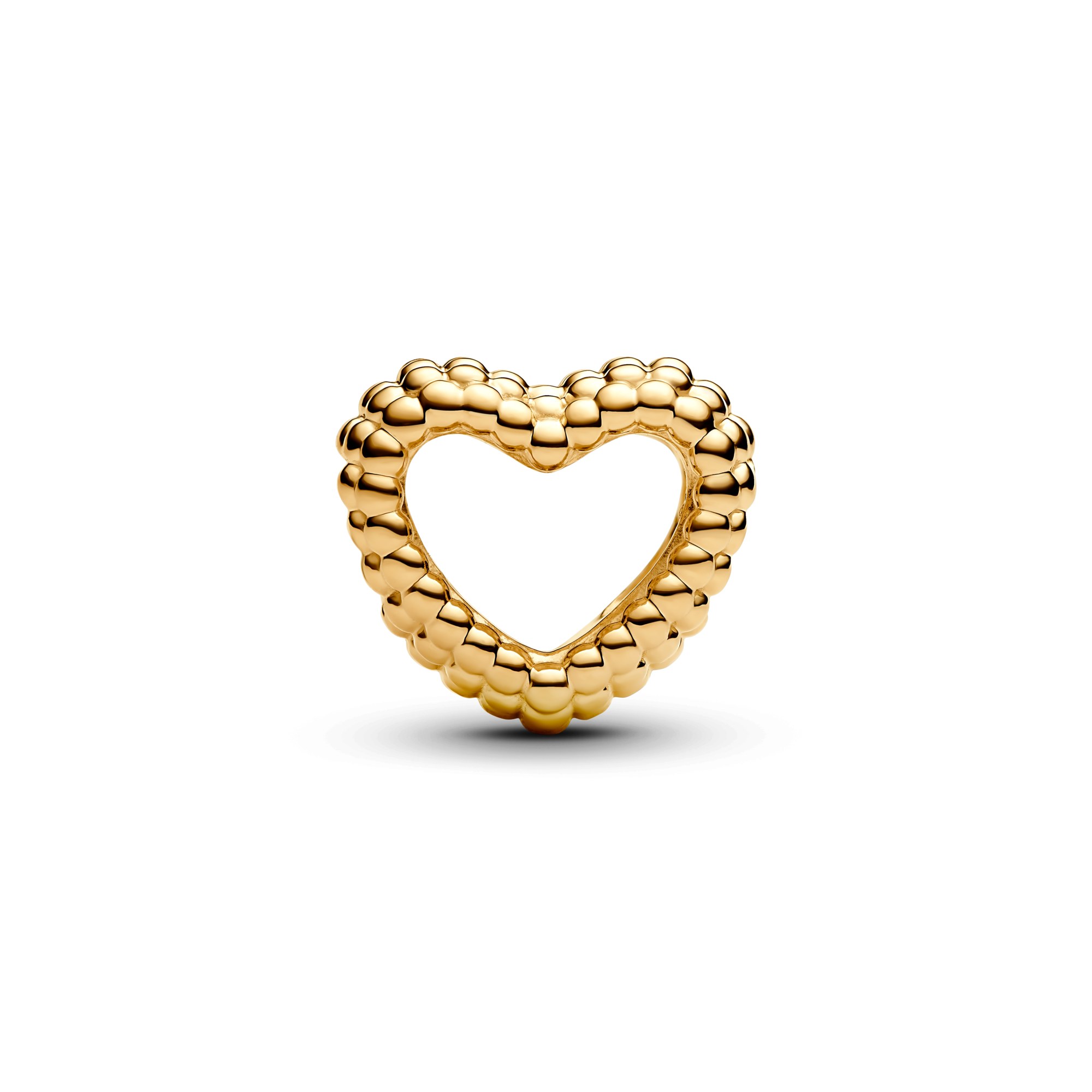 Pandora Charm - Offenes Metallperlen Herz - Gelbgold Vergoldung – Ansicht 3