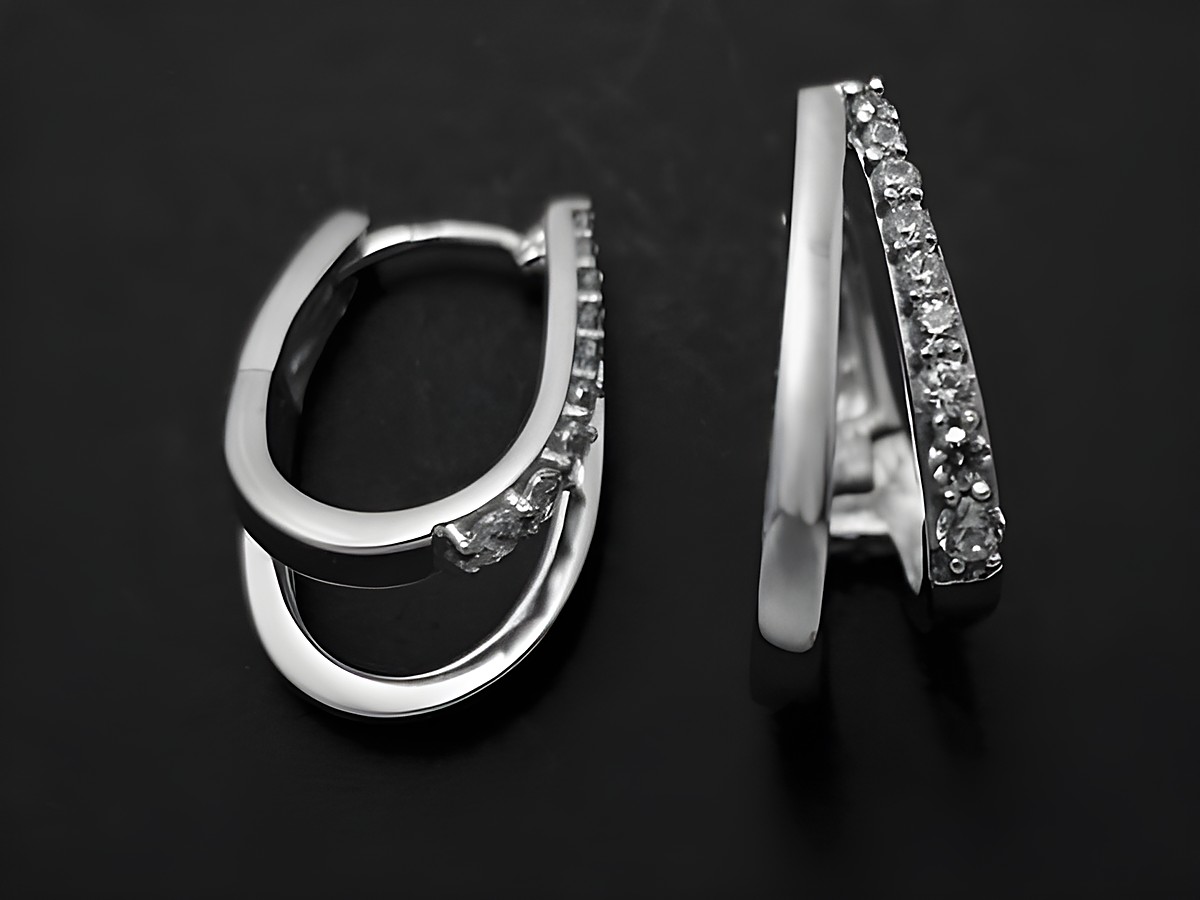 Silber Ohrringe - Creolen - Zirkonia weiß - hinreißend, Hersteller: Juwelier Harnisch, bis 25 mm, elegant im Design, ideal für besondere Anlässe oder den Alltag.