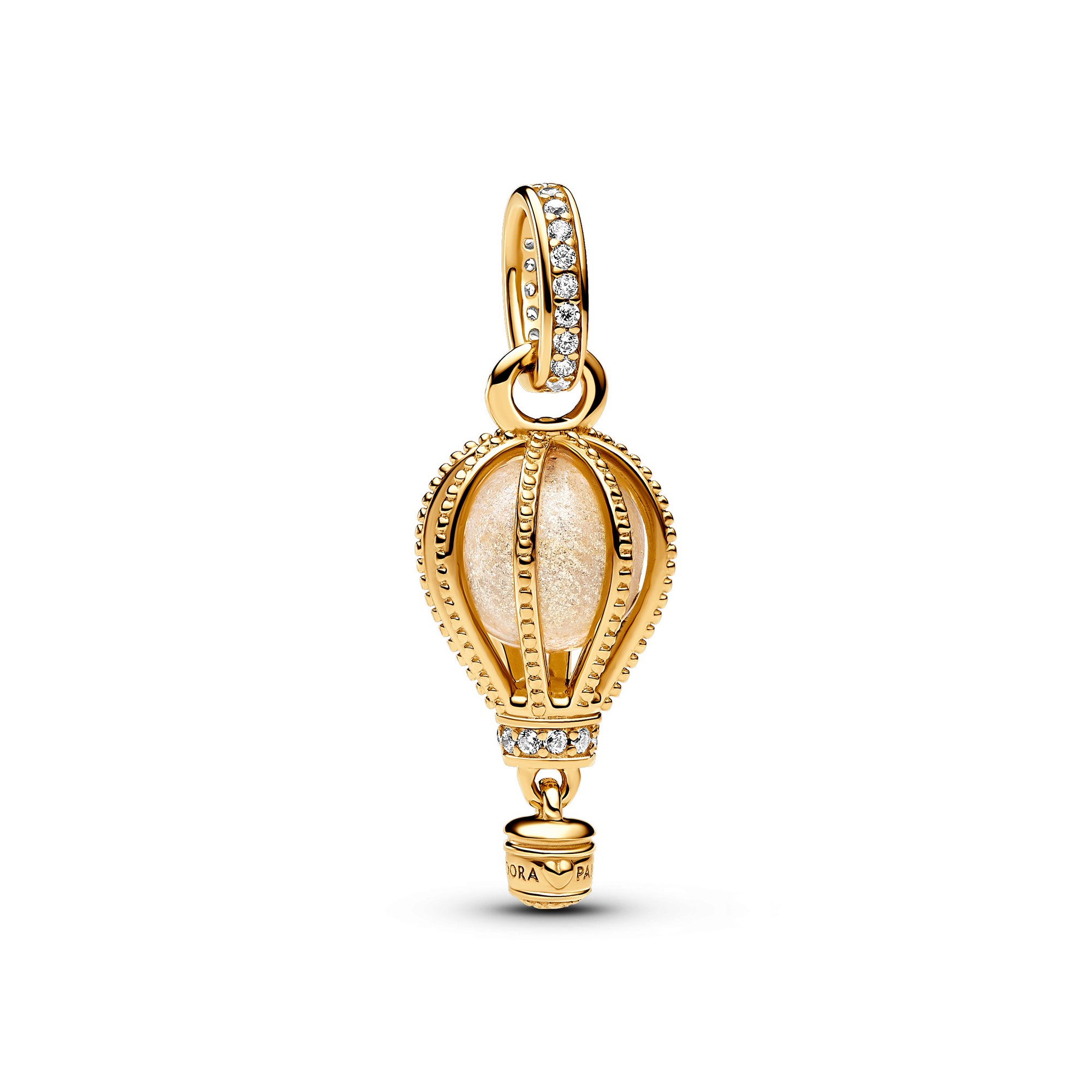 Pandora Funkelnder Klarer Heißluftballon Charm-Anhänger - Gelbgold verg. - Zirkonia klar