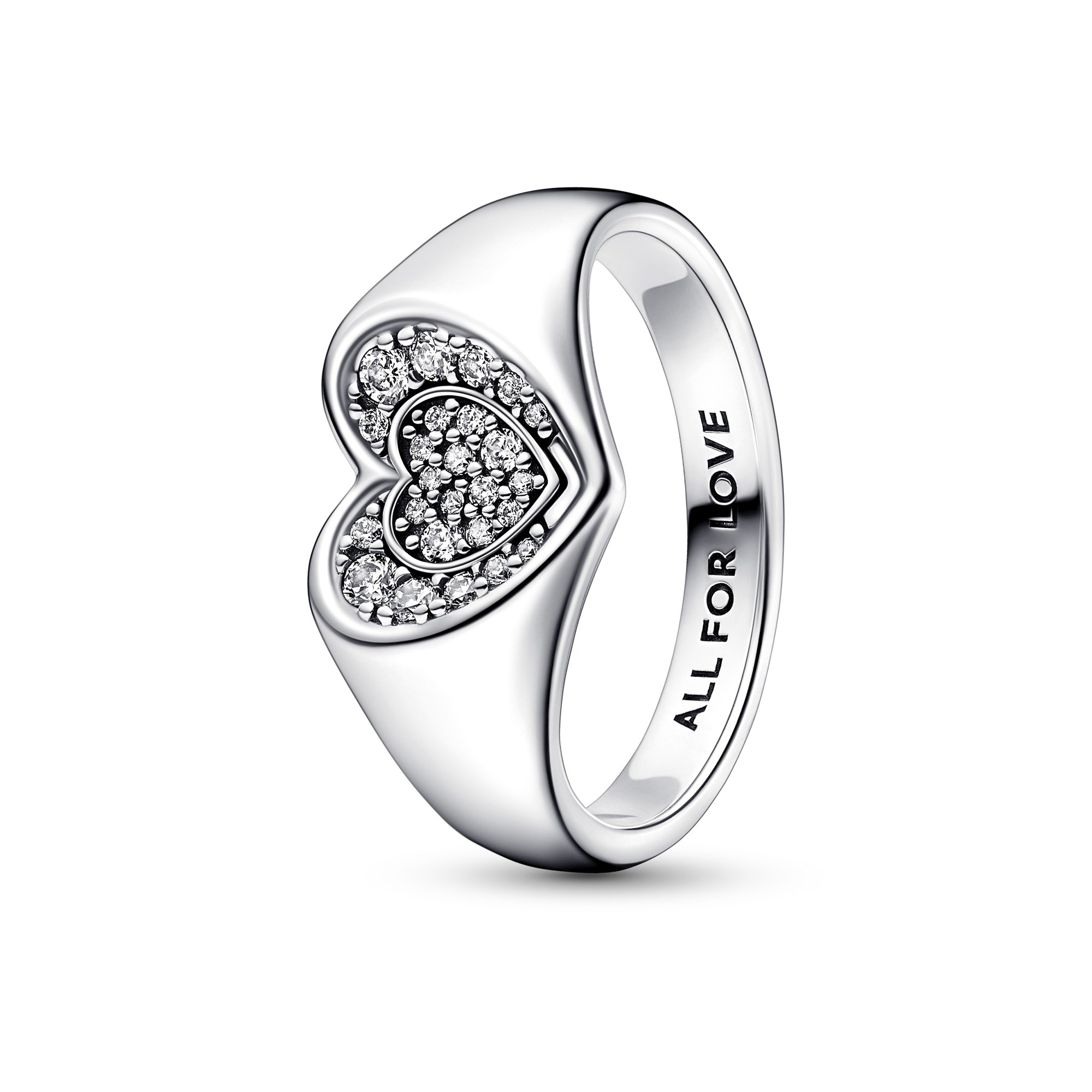 Pandora Ring - Herz-Pavé-Siegelring - Silber - Zirkonia