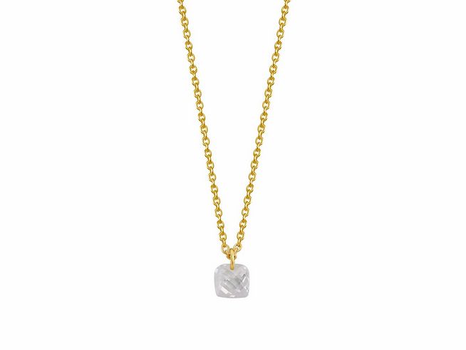 Xenox Sterling Silber Kette XS6023G in Gelbgold Vergoldung mit fancy cut und Karree-Anhänger, Länge 40-45 cm, elegant und modern für stilbewusste Träger.
