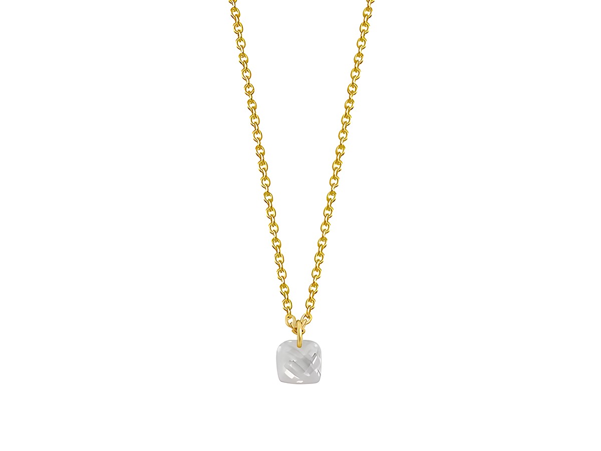 Xenox Sterling Silber Kette XS6023G in Gelbgold Vergoldung mit fancy cut und Karree-Anhänger, Länge 40-45 cm, elegant und modern für stilbewusste Träger.