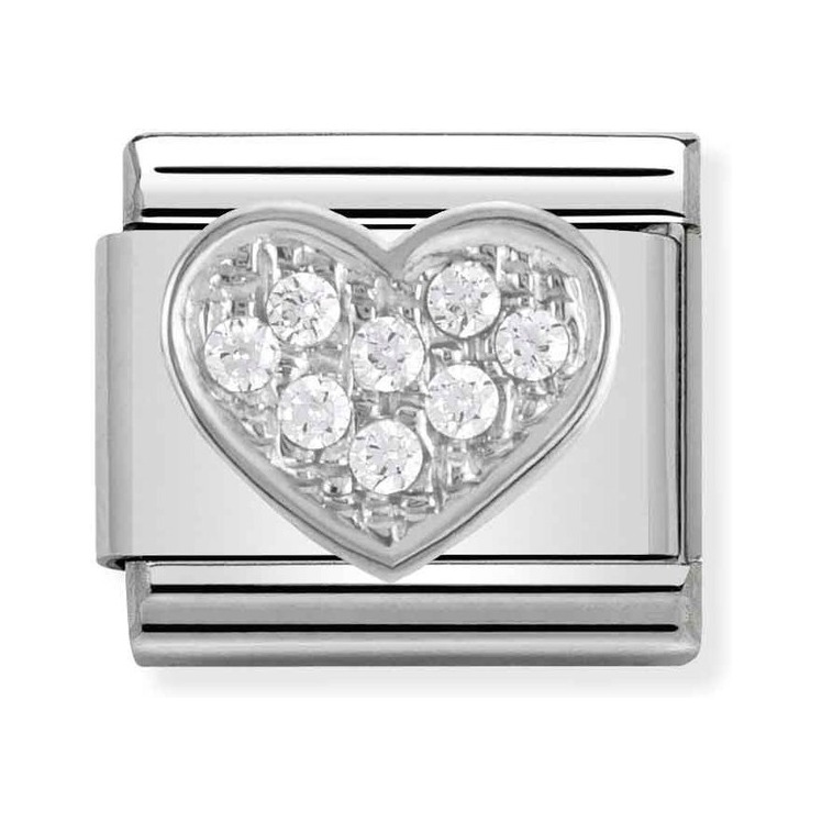 Nomination Composable Classic Charm Herz - Edelstahl, Sterling Silber, Zirkonia