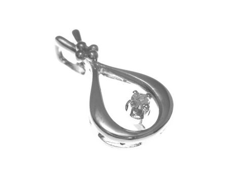 Gold Anhänger - Gold 585 mit einem Diamanten von 0,03 ct in Weißgold, schlichte Tropfenform und elegantes Design, Hersteller: Juwelier Harnisch, Diamanten & Brillianten.