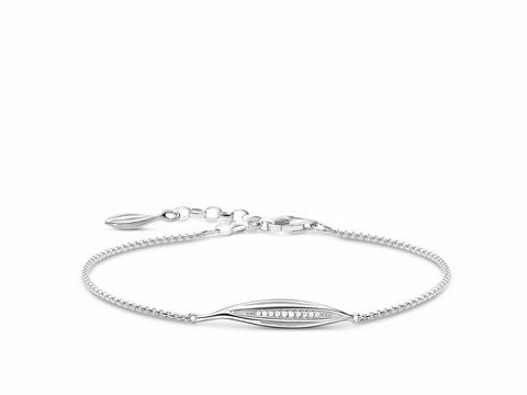 Schmuckstück aus Silber, Thomas Sabo Armband mit Verzierung in weiß, Größe 16 bis 19 cm, filigrane Details und elegantes Design, ideal für jeden Anlass.