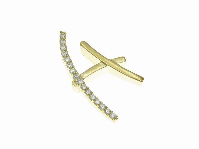 Anhänger aus poliertem Sterlingsilber in Form des Buchstabens H, vergoldet in Gelbgold, mit Zirkonia-Steinen verziert, Hersteller Juwelier Harnisch.