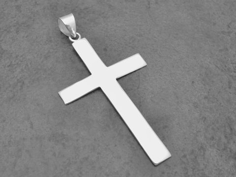Silber Anhänger in Form eines schlichten Kreuzes, hergestellt von Juwelier Harnisch, ideal für religiöse Schmuckliebhaber.