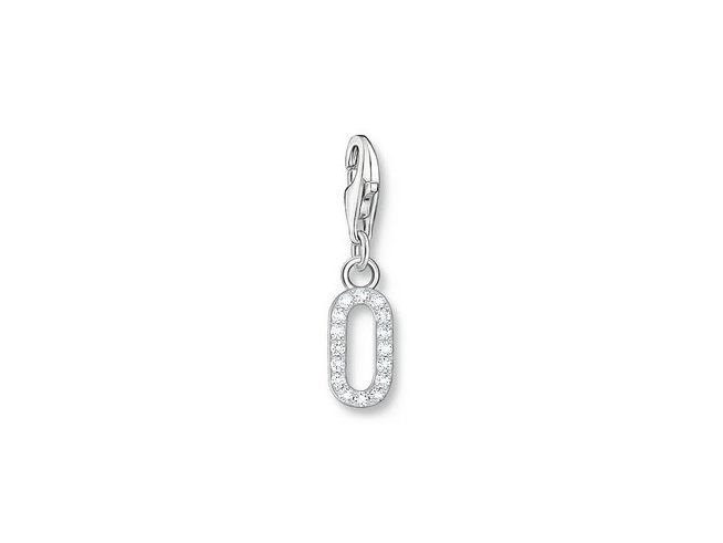 Charm-Anhänger von Thomas Sabo in Silber mit Zirkonia, gestaltet in Form der Zahl 0, ideal für individuelles Schmuckdesign und als besondere Geschenkidee.