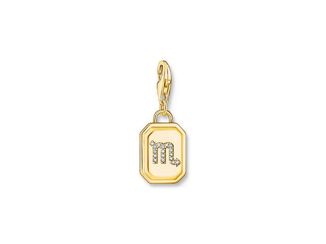 Charm-Anhänger von Thomas Sabo aus Silber mit vergoldeter Oberfläche, zeigt das Sternzeichen Skorpion mit Zirkonia-Steinen, elegantes Design und ideal für persönlichen Schmuck.