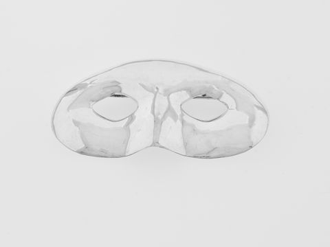 Theatermaske 925 Sterling Silber Brosche Anhänger - charismatisch, glänzende Oberfläche mit Augenöffnungen, stilvolles Design von Juwelier Harnisch, ideal für besondere Anlässe.