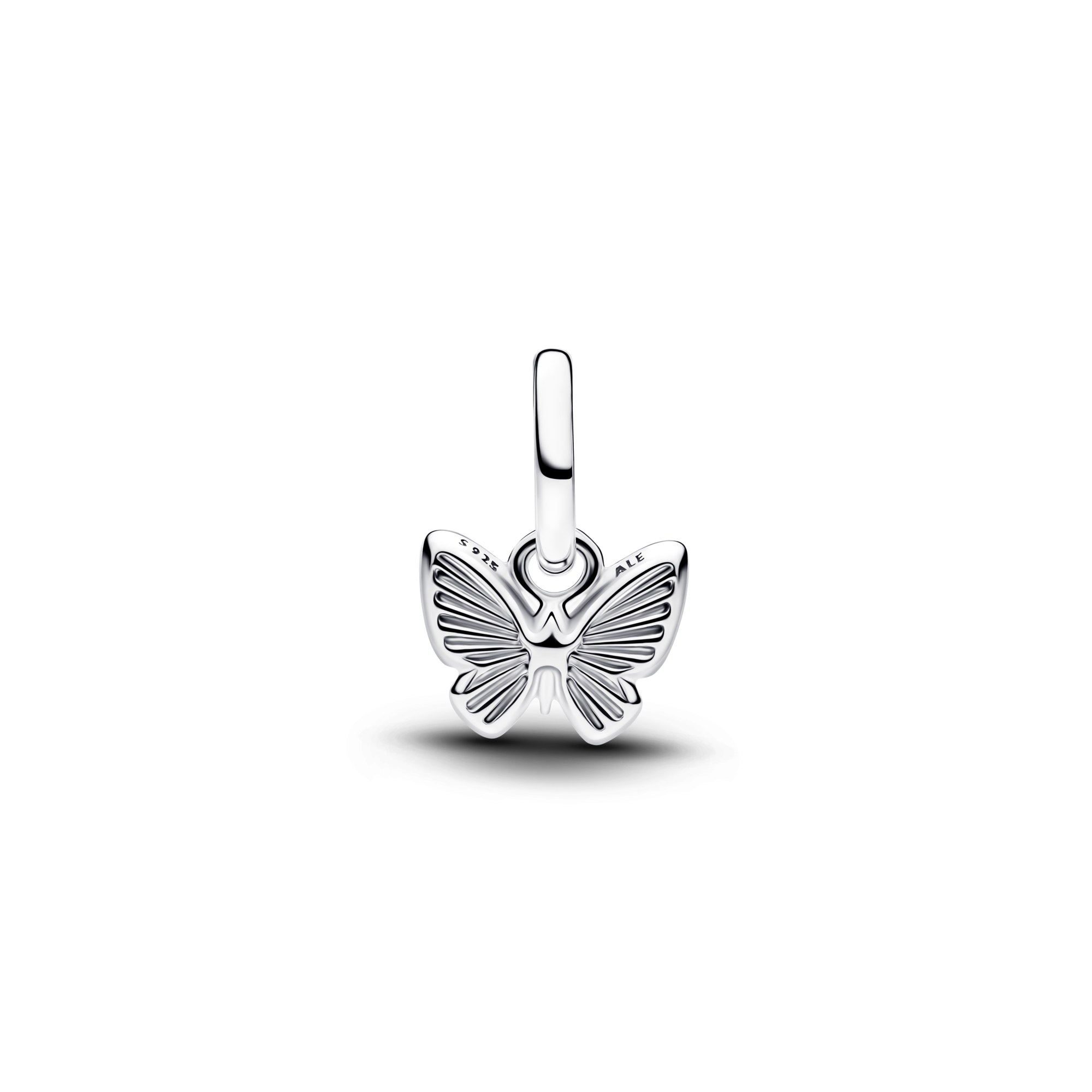 Pandora Rosafarbener Schmetterling Mini-Charm-Anhänger - Sterling Silber - Synthetic Opal Pink – Ansicht 2