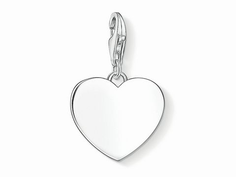 Charm-Anhänger Herz aus Silber von Thomas Sabo, Modell 1634-001-21, mit Möglichkeit zur Gravur, elegantes Design und praktischer Karabinerhaken.
