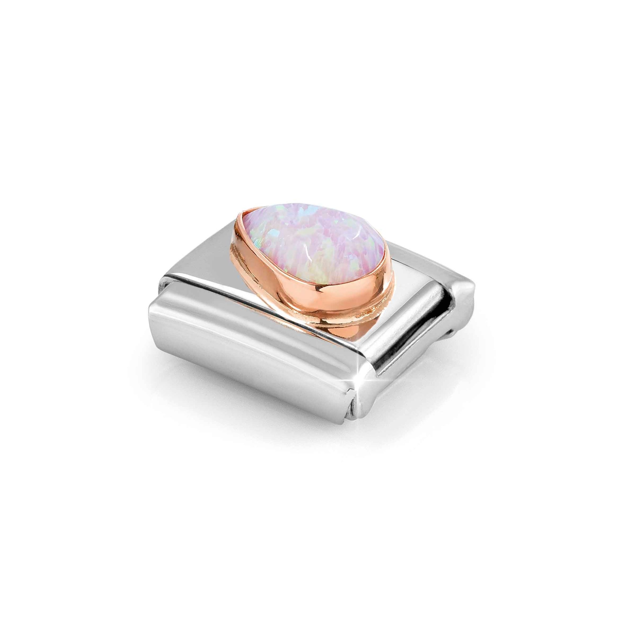 Nomination CLASSIC Element - facettiertem Edelstein - Tropfen - links in echt Roségold - Fassung verziert Opal - Rosa – Ansicht 5