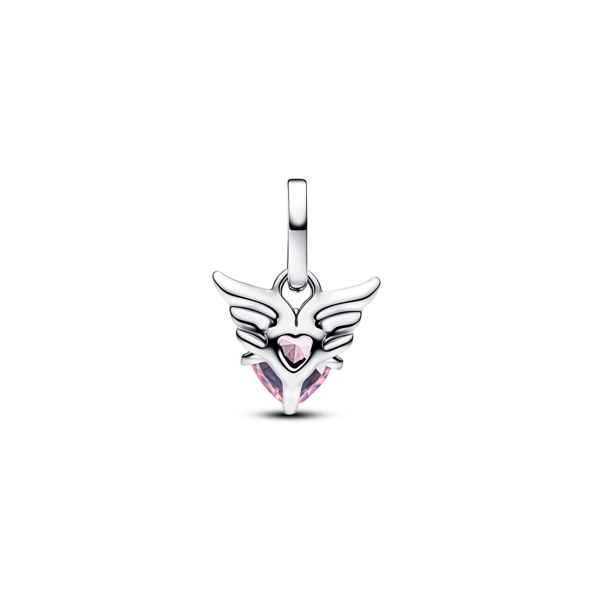 Pandora ME Geflügeltes Herz Mini - Charm Anhänger - Silber - Kristall - Pink – Ansicht 3
