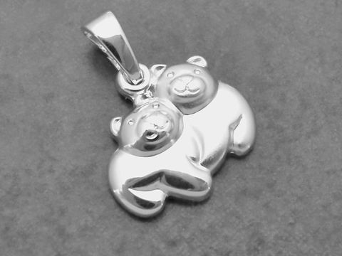 Silber Anhänger in Form von zwei Bären, tierisch und teilmattiert, Hersteller: Juwelier Harnisch, ideal für Tierliebhaber und als Accessoire.