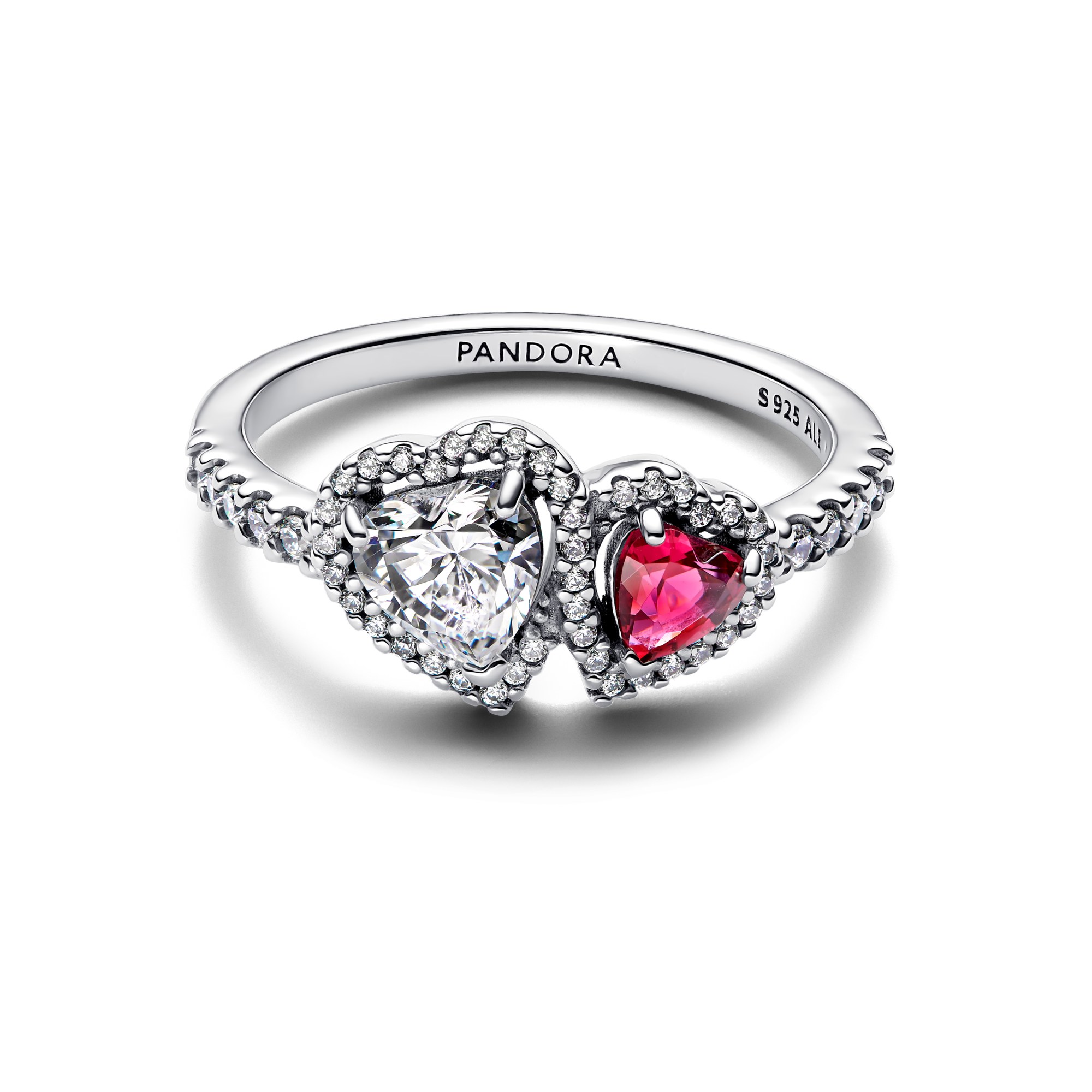 Pandora Herzenring aus Silber & Kirschen - rotem Jubiläumskristall & Zirkonia – Ansicht 2