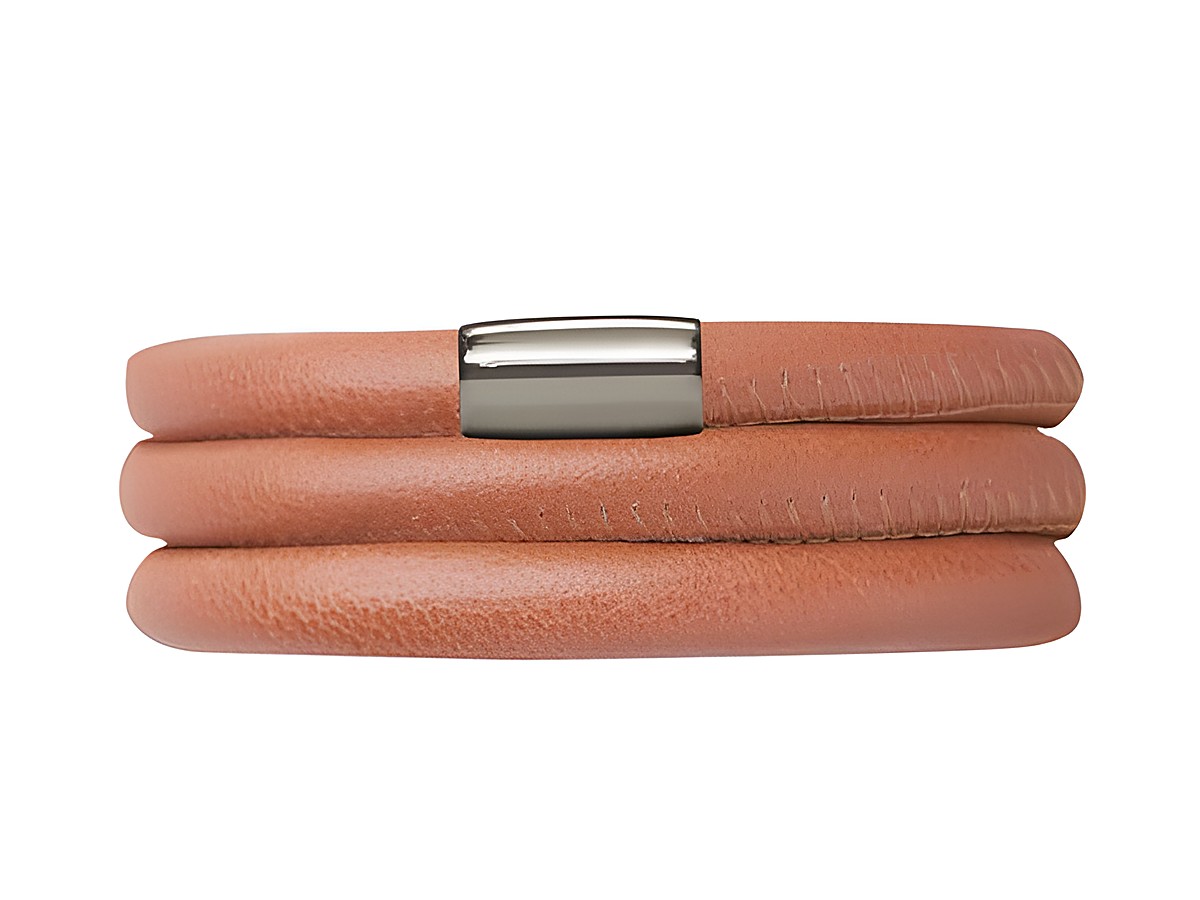 Endless Lederarmband in Coral Triple aus hochwertigem Edelstahl Silber, dreifach gewickelt, 12110-57 cm, elegant und modisch für jeden Anlass.