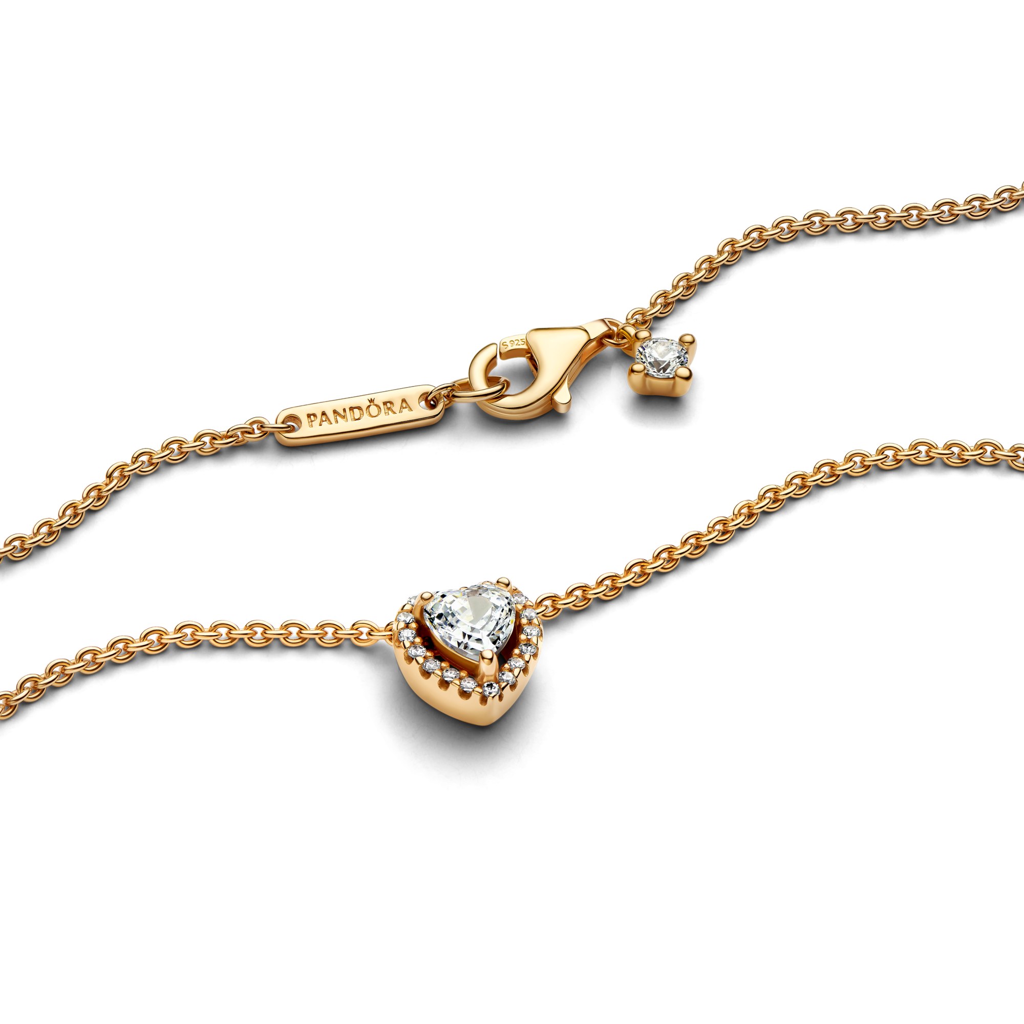 Pandora Funkelndes Herz Collier-Halskette - Gelbgold verg. - Zirkonia klar - 45 cm – Ansicht 5