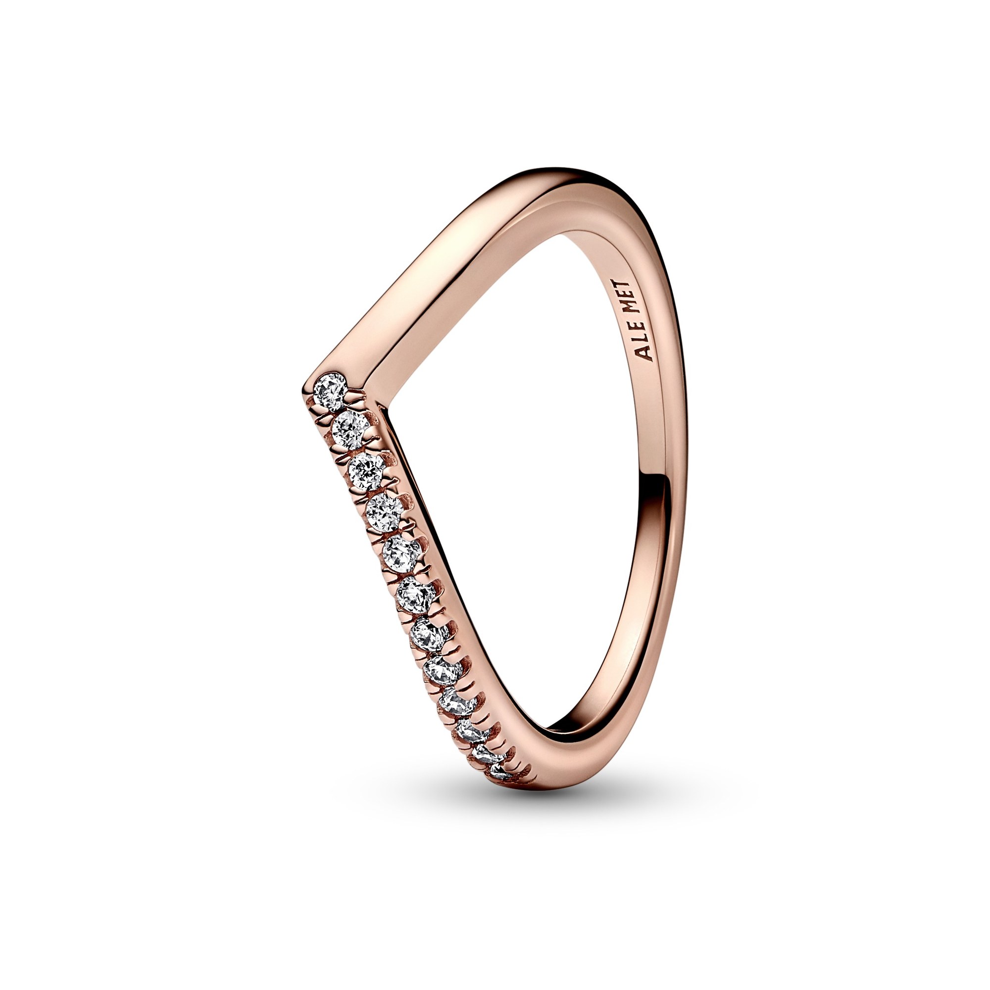 Pandora Wishbone Halb funkelnder Ring - Roségold Verg. - Zirkonia - Klar