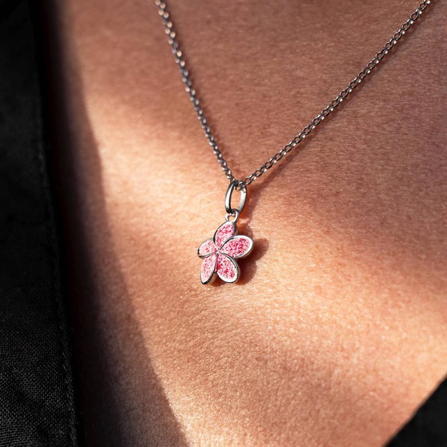 DUR Kette Plumeria Blüte Strandsand - Sterling Silber - Strandsand - 45 cm – Ansicht 2