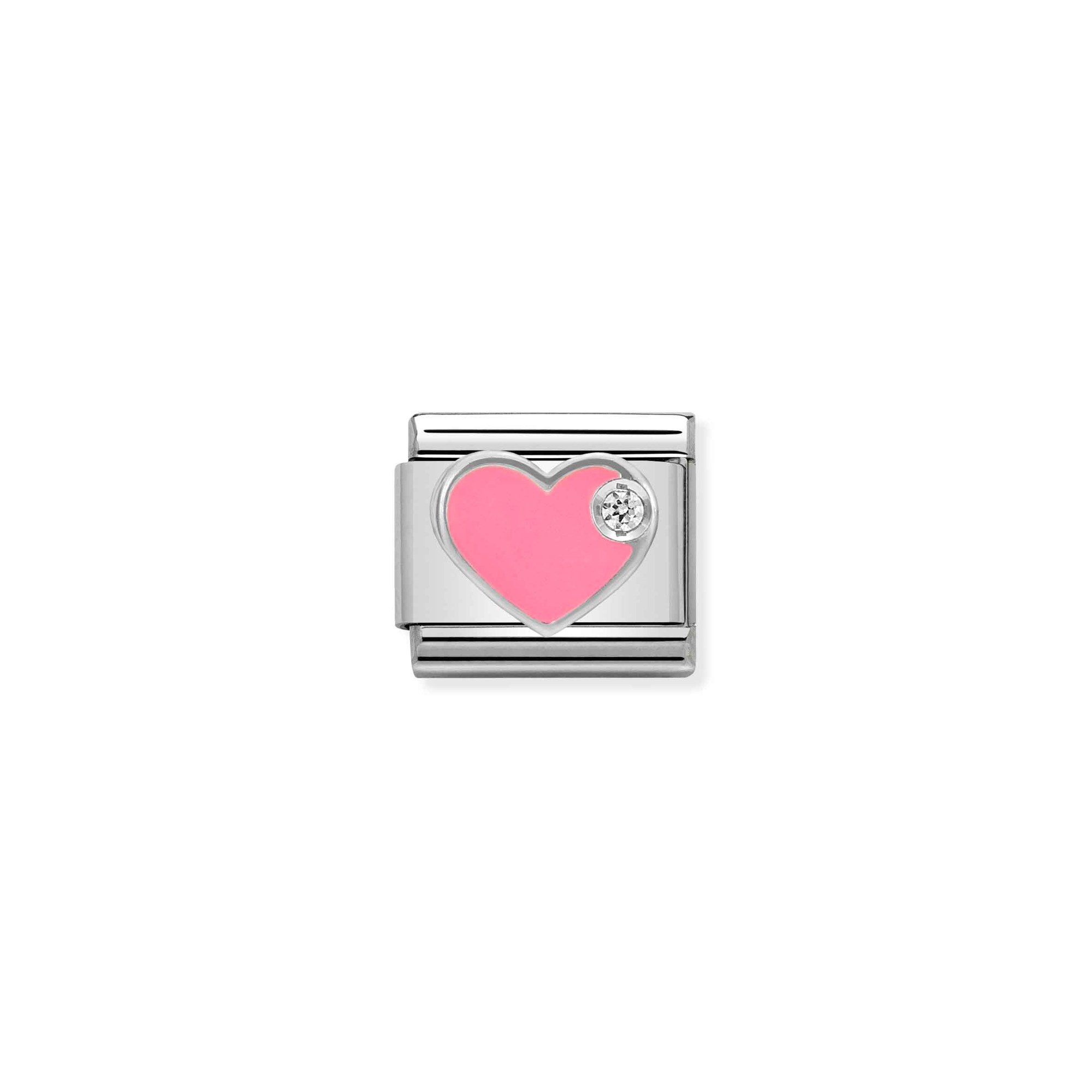 Nomination Composable Classic Charm Herz rosa - Edelstahl, Sterling Silber, Zirkonia