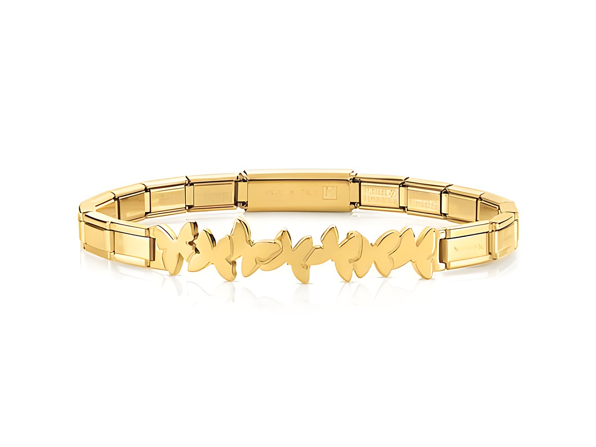 Trendsetter 021111 003 Armband aus Gelbgold mit Schmetterlingen, Hersteller Nomination, Schmuckstück hat eine Länge von 18 cm und ist elegant verarbeitet. Ideal für modebewusste Träger.