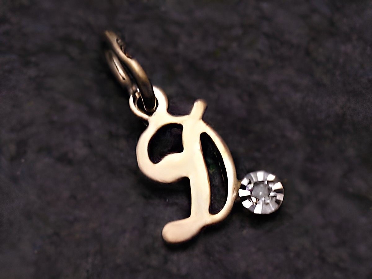 Buchstaben Anhänger D aus Gold 333 mit einem Diamanten, hergestellt von Juwelier Harnisch, elegantes Design, ideal als persönliches Geschenk oder Schmuckstück.