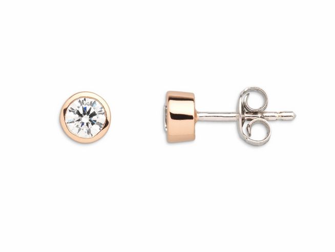 Xenox Sterling Silber Ohrringe XS7028R ZARGE ROSÈ mit Roségold Vergoldung und funkelndem Stein, elegant und zeitlos, ideal für jeden Anlass. Hochwertiger Ohrschmuck des Herstellers Xenox.