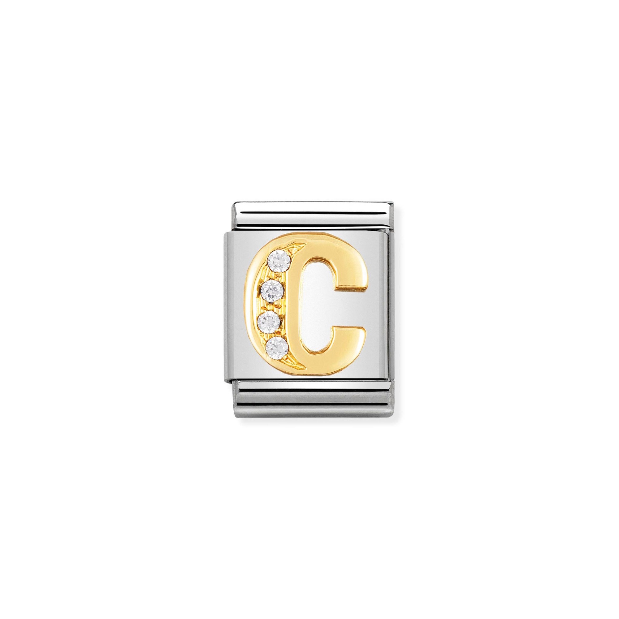 Nomination Composable Big Charm Buchstabe C - Edelstahl, Gold 750 Gelbgold, Zirkonia