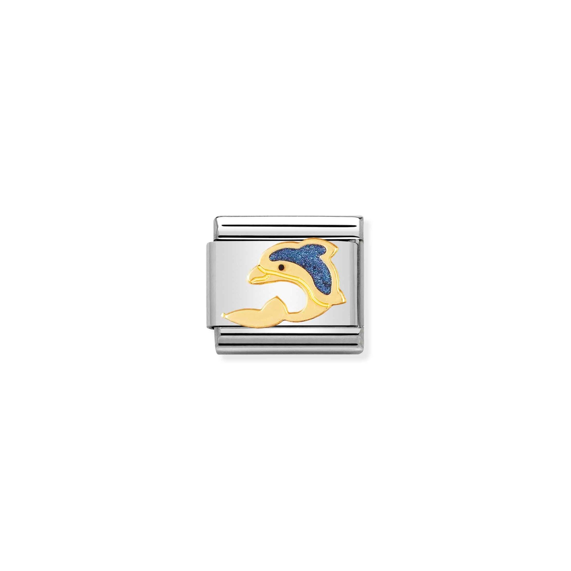 Nomination Composable Classic Charm Delfin - Edelstahl, Gold 750 Gelbgold, Emaille