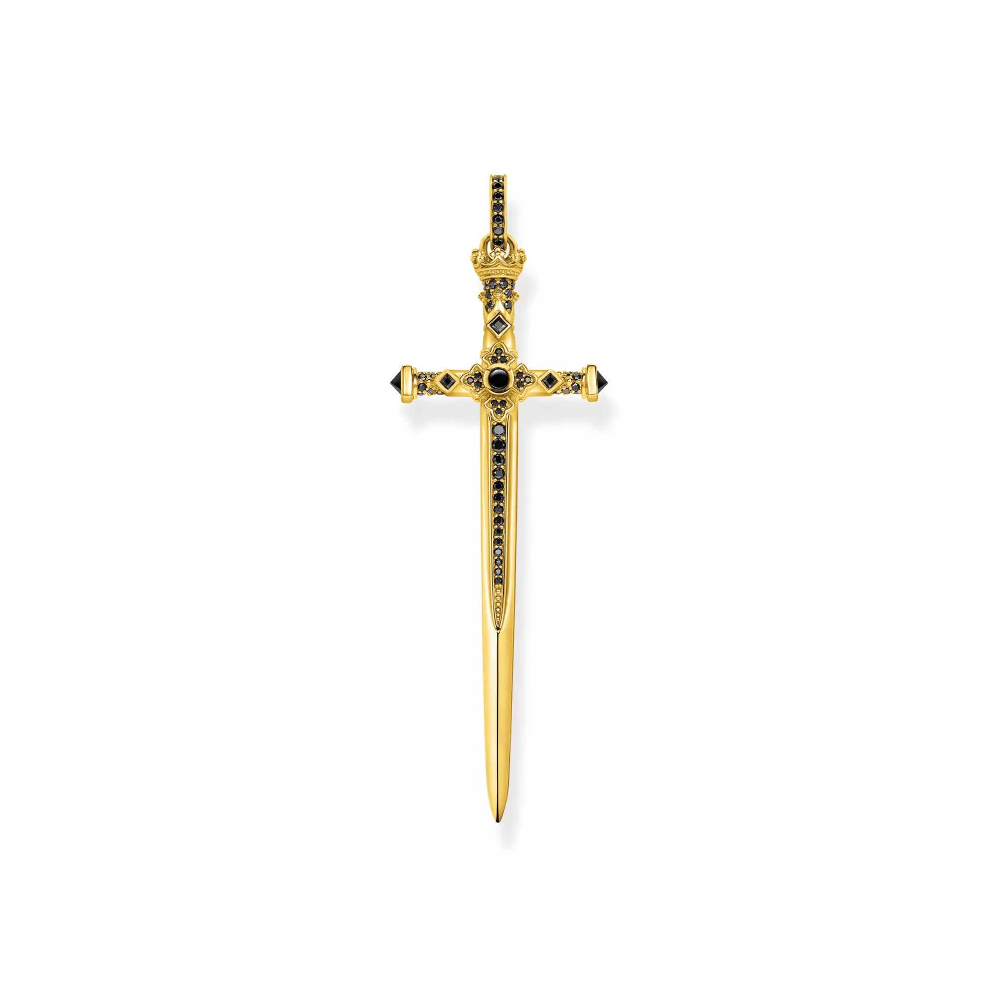 Thomas Sabo Kreuz Anhänger Sterling Silber - vergoldet Gelbgold + Onyx + Zirkonia schwarz