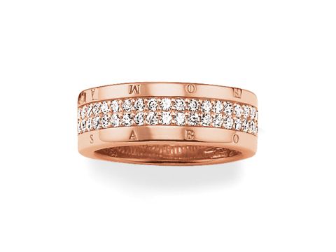 Ring TR1987-416-14-48 von Thomas Sabo aus Silber mit vergoldetem Roségold und Zirkonia in Größe 48, elegante und moderne Designsprache, funkelnde Steinbesetzung.