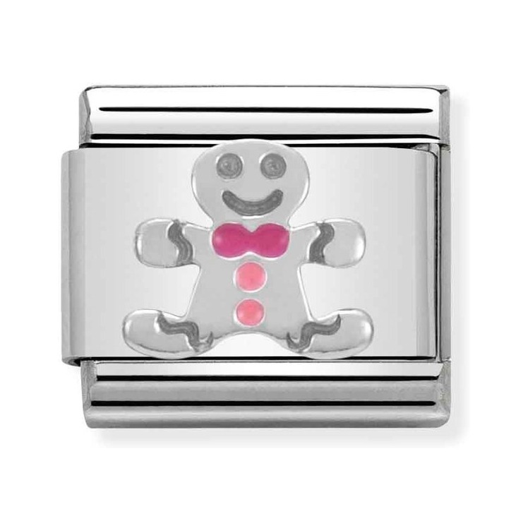 Nomination Composable Classic Charm Lebkuchenmännchen - Edelstahl, Silber 925, Emaille