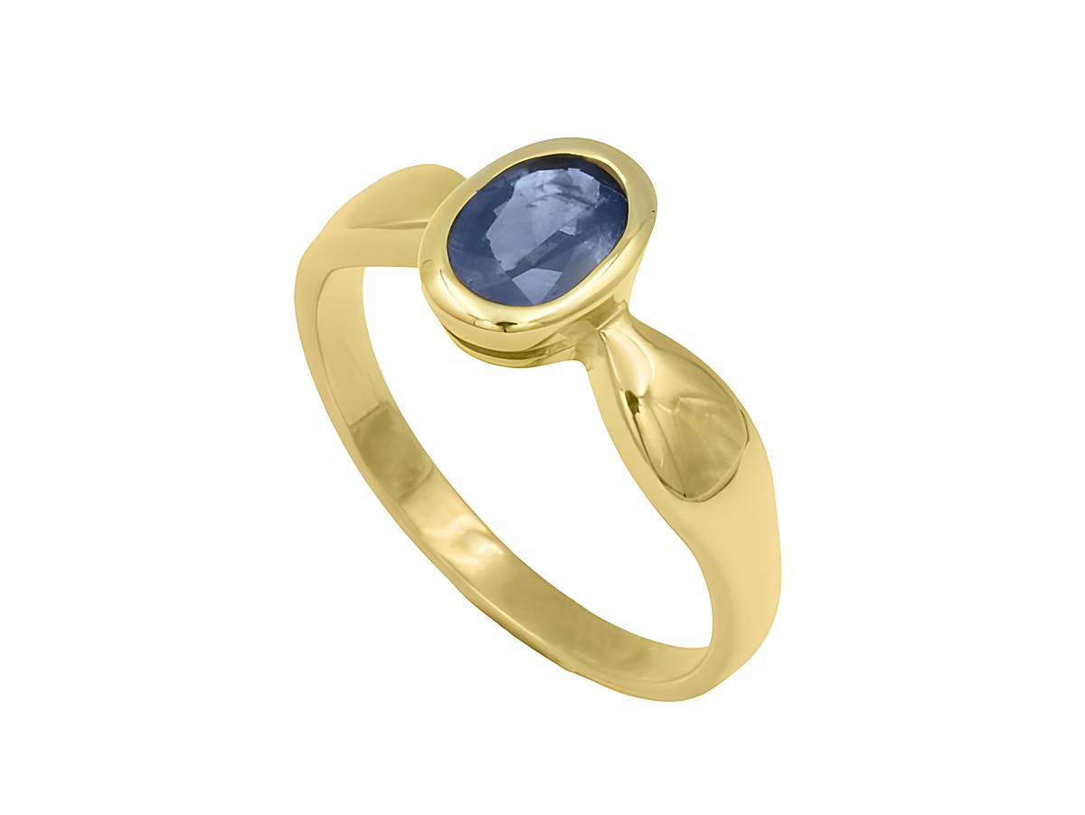 Bezaubernder Gelbgold Ring 585 mit ovalem Saphir, Größe 56, Hersteller Juwelier Harnisch, elegantes Design bis Größe 56/18.
