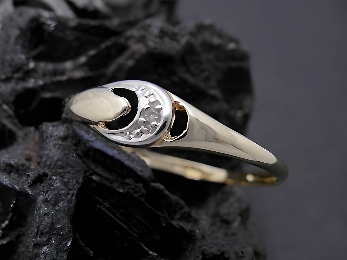Zierlicher Goldring in Gold 585 bicolor mit Diamant, Größe 52, Hersteller Juwelier Harnisch, elegantes Design ideal für besondere Anlässe.