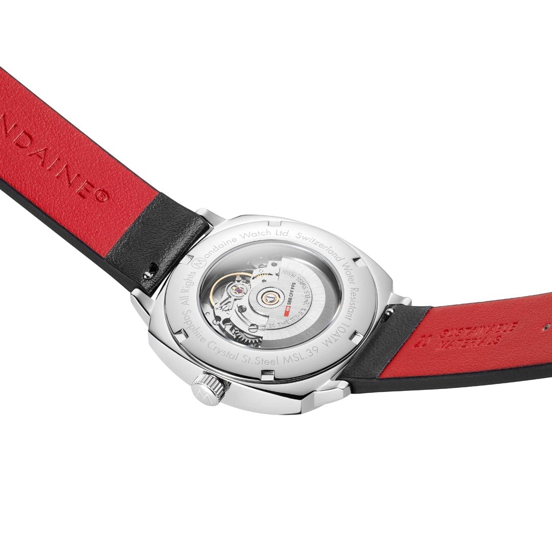 Mondaine Uhr - Cushion - Schwarzes Band - 39 mm – Ansicht 4