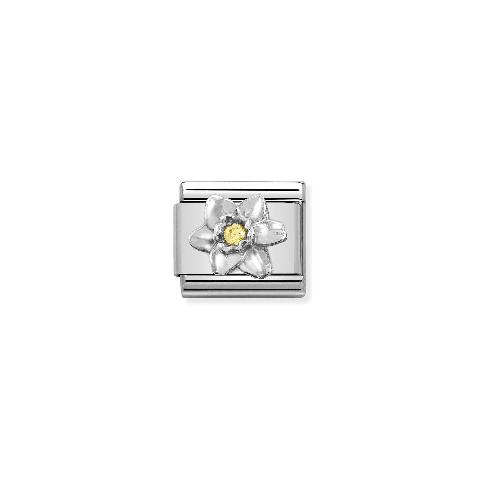 Nomination Composable Classic Charm Narzisse - Edelstahl, Sterling Silber, Zirkonia
